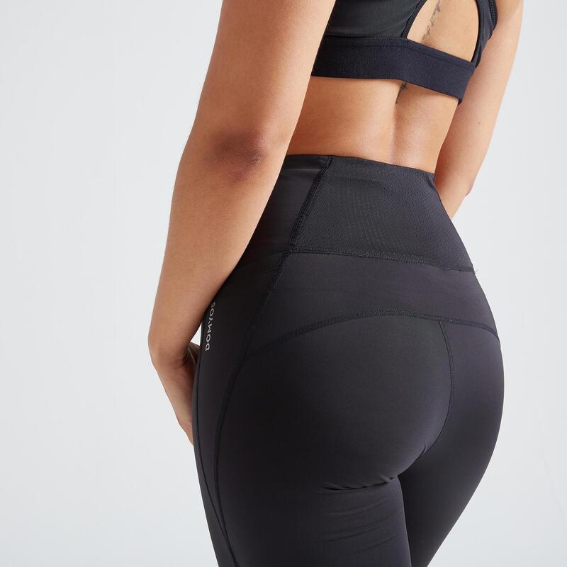 Corrigerende dameslegging voor cardiofitness hoge taille zwart