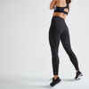 Sportleggings Damen hoher Bund figurformend - schwarz