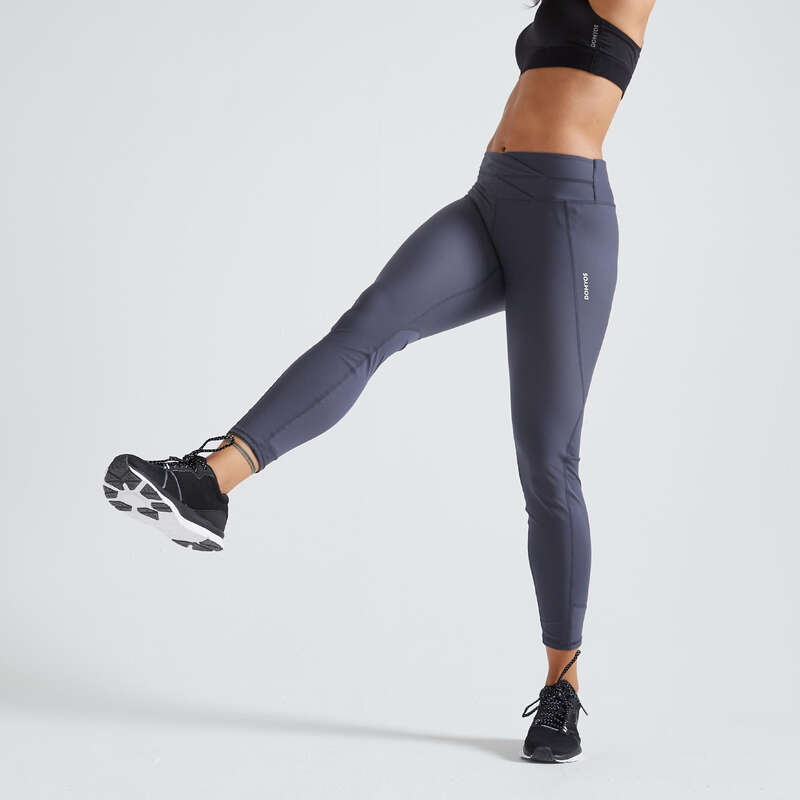 FITNESS CARDIO CONFIRMED WOMAN CLOTHING Fitness and Gym - FTI 500R Leggings - Grey DOMYOS - Gym Activewear