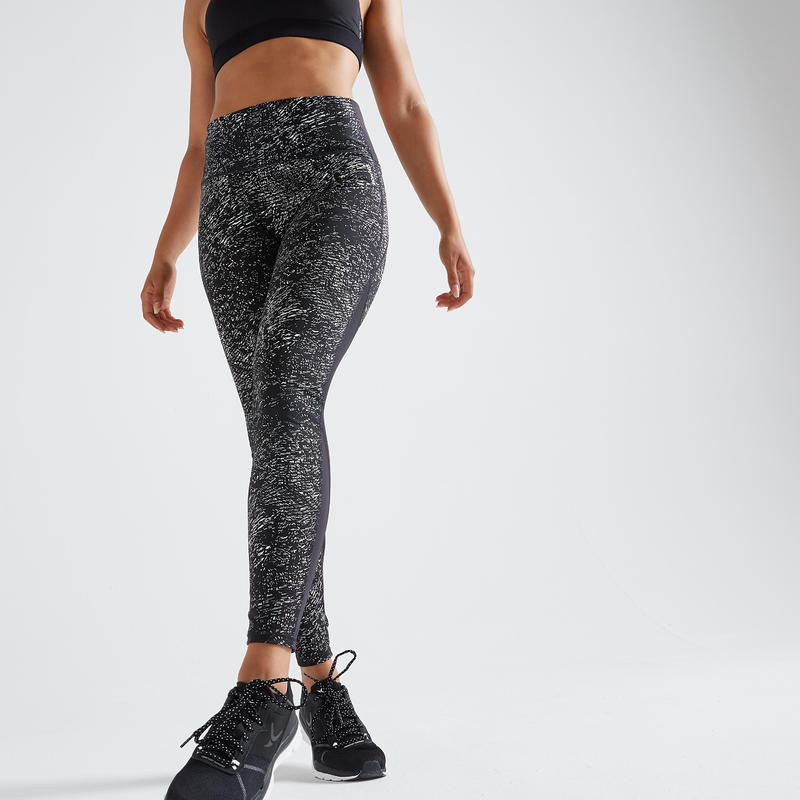 Leggings Fti 500a Fitness Cardio Damen Schwarz Weiss Bedruckt
