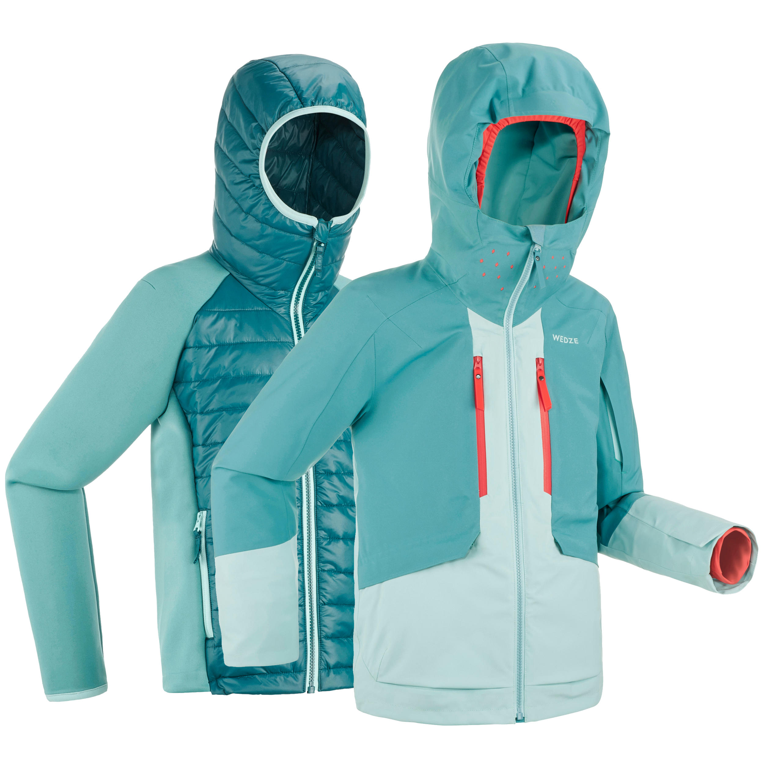JR 3-in-1 Skiing Jacket Freeride 900 - Green 1/17