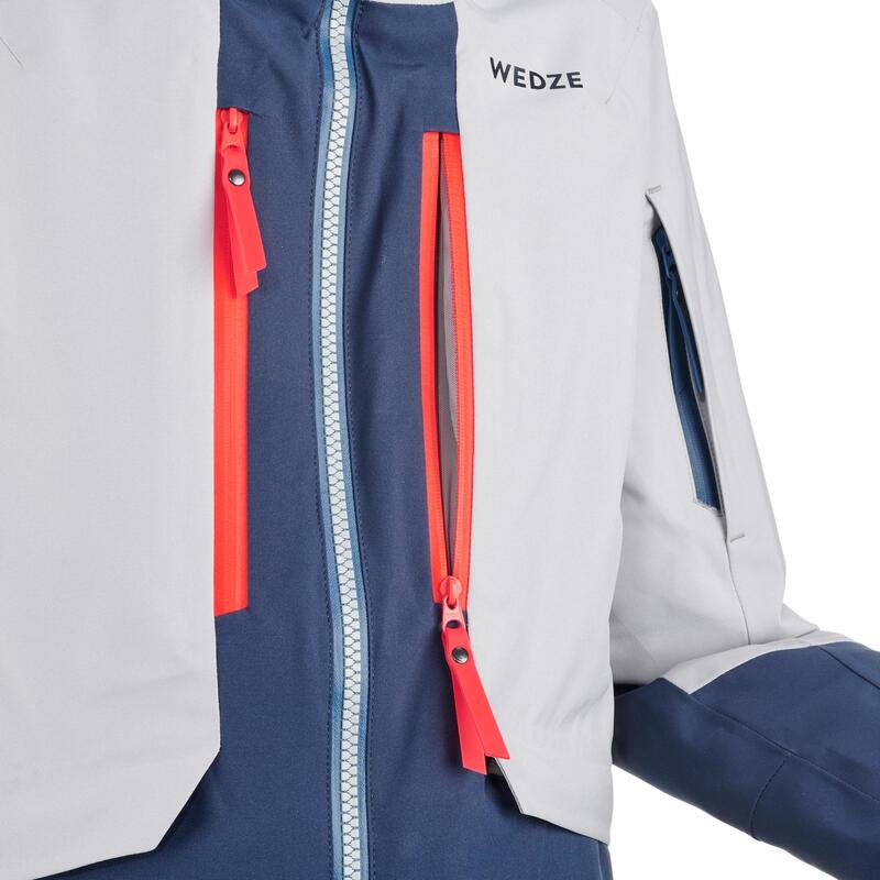 Dětská lyžařská bunda na freeride 3v1 900 šedo-modrá 