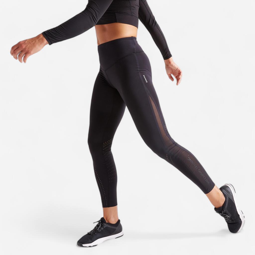 Leggings de fitness de talle alto para Mujer Domyos 900 negro