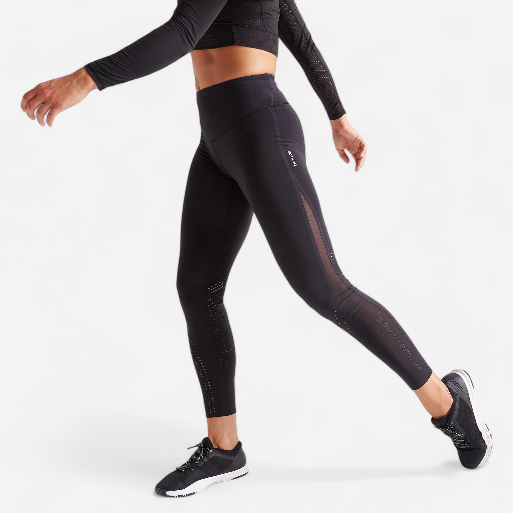 Leggings Fti 900 Fitness Cardio Damen Schwarz Domyos By Decathlon