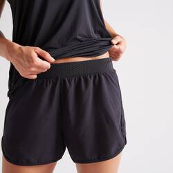 Women's 2-in-1 Anti-Chafing Fitness Cardio Shorts - Black