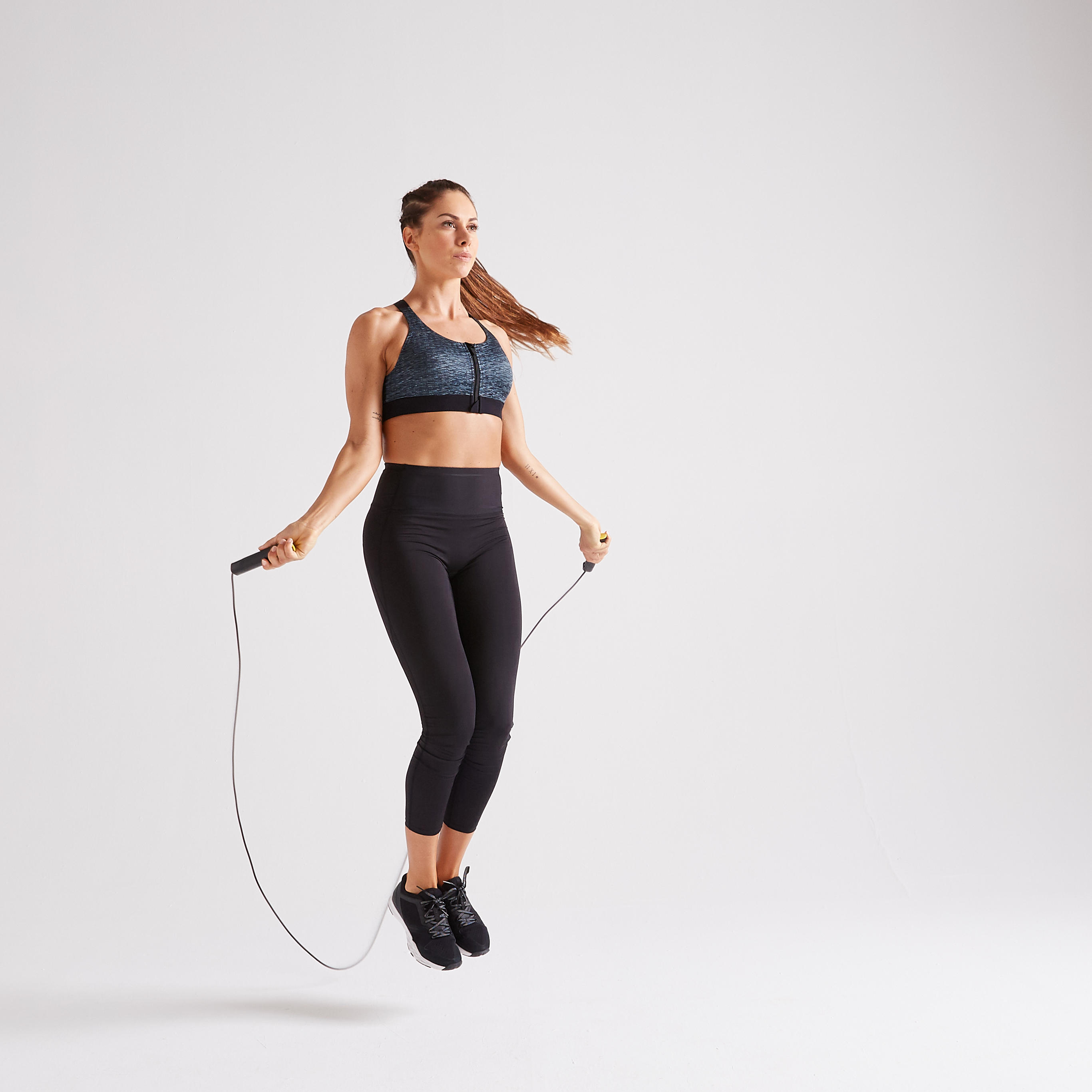 Women's Fitness Cardio Training Zip-Up Sports Bra 900 - Mottled Grey 6/6