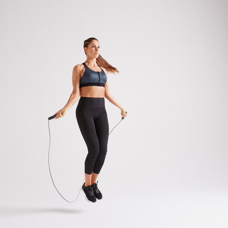 Brassière Zip fitness cardio training femme chinée grise 900