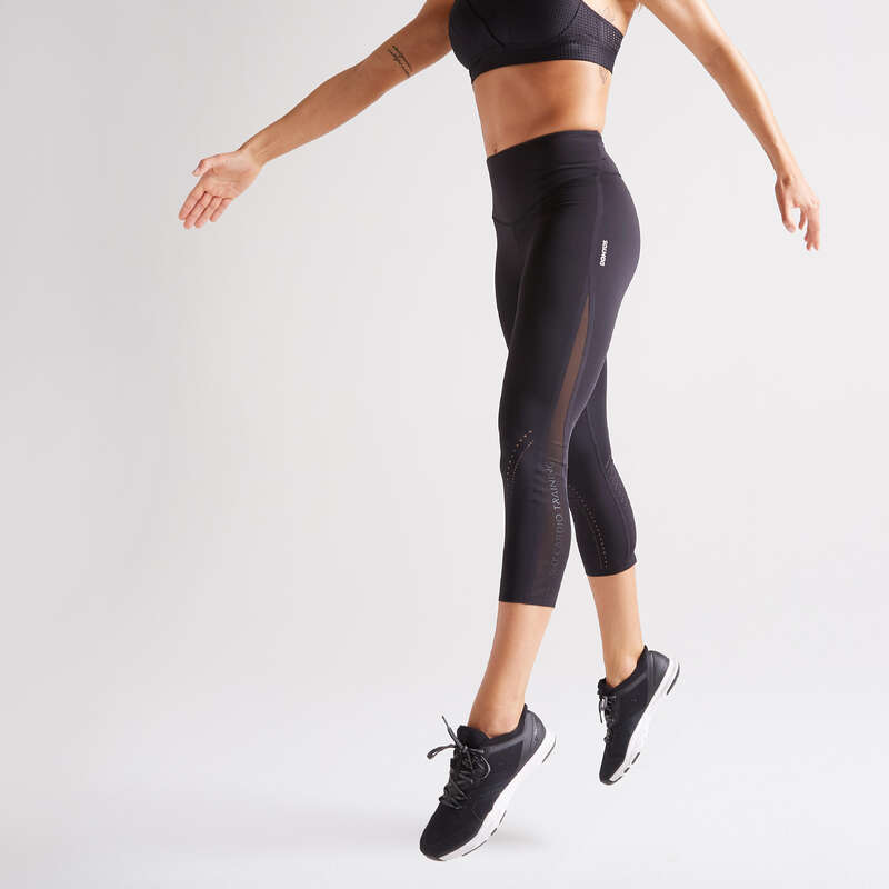 FITNESS CARDIO EXPERT WOMAN CLOTHING - FLE 900 7/8 Leggings - Black DOMYOS