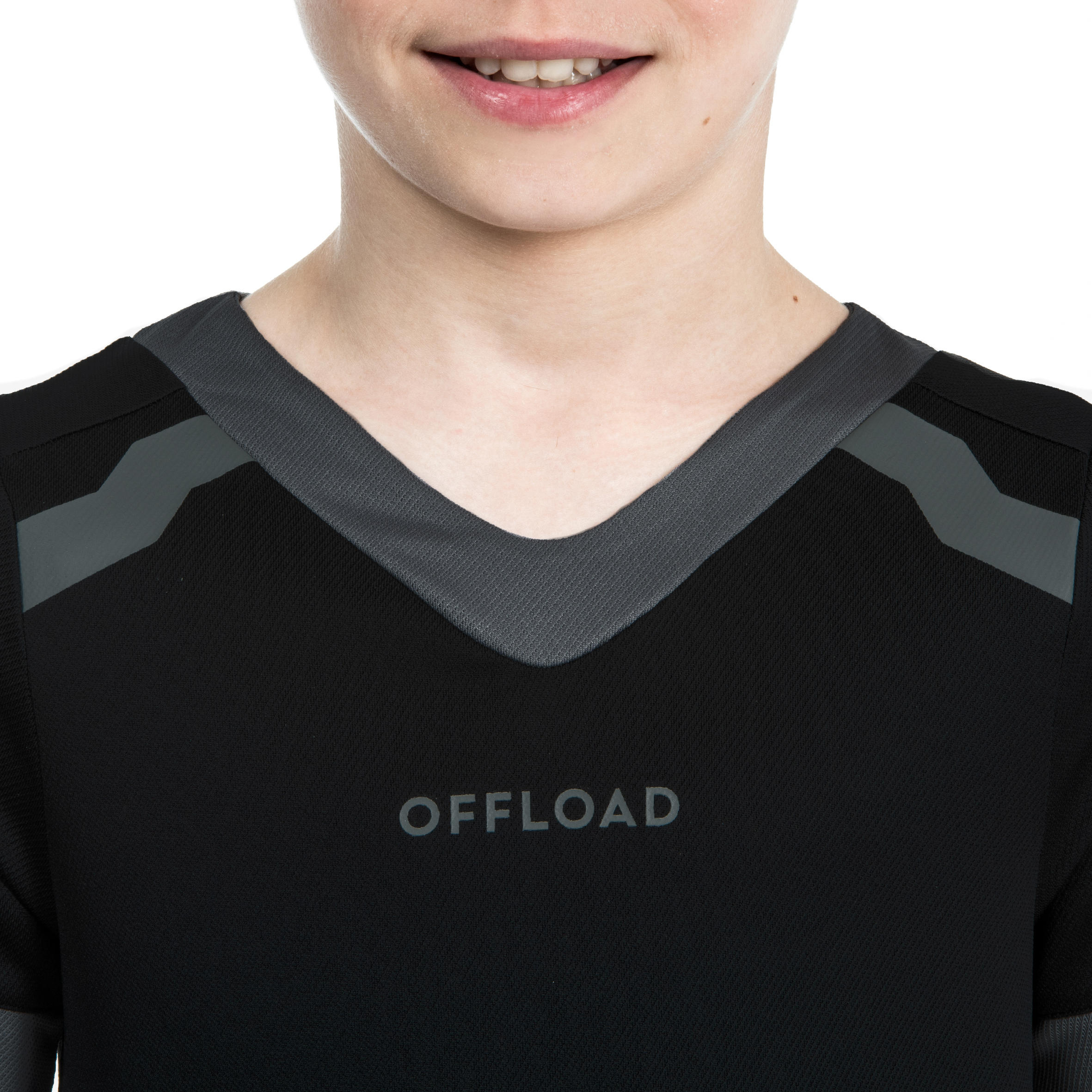 Kids' Short-Sleeved Club Rugby Shirt R100 - Black 2/7