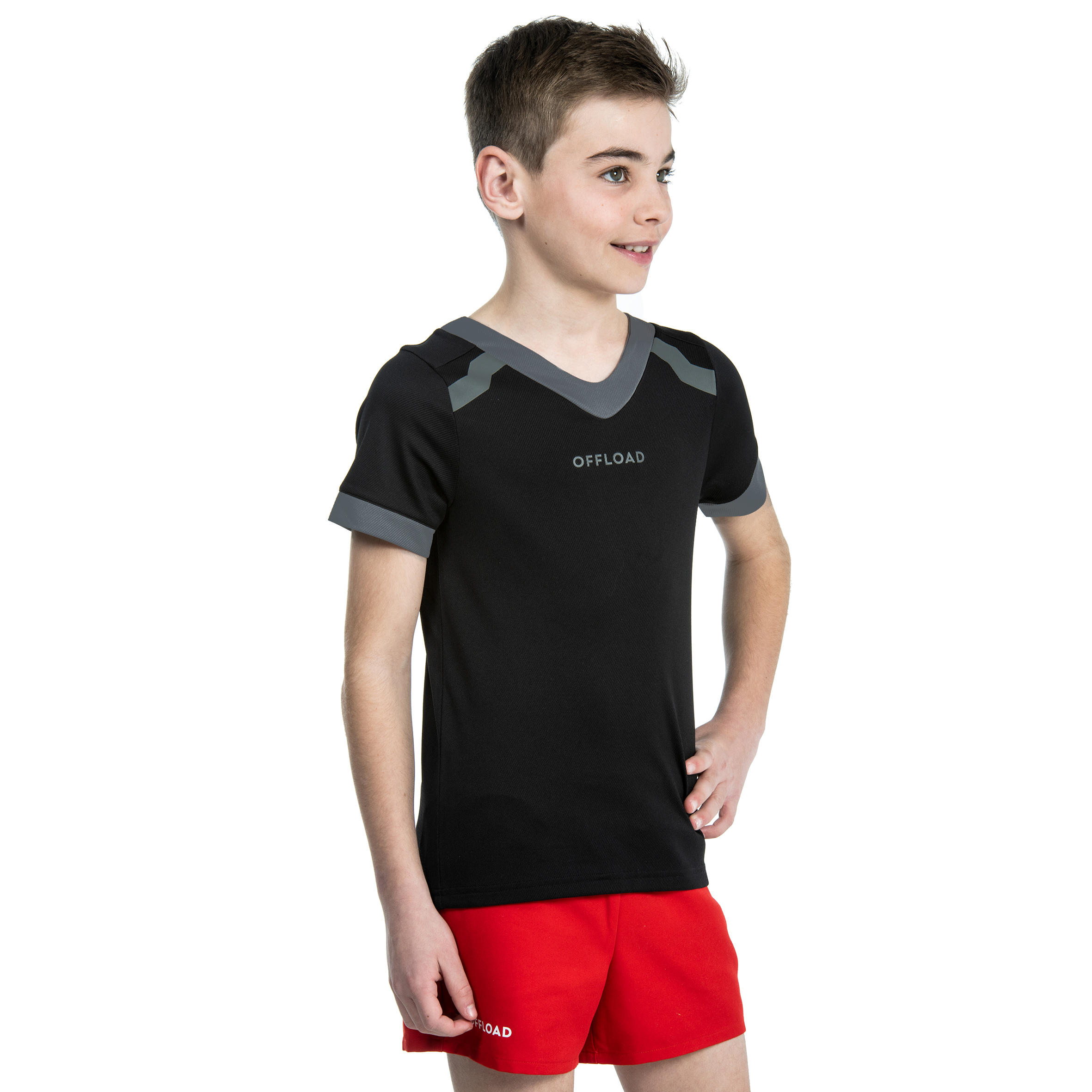Kids' Short-Sleeved Club Rugby Shirt R100 - Black 4/7