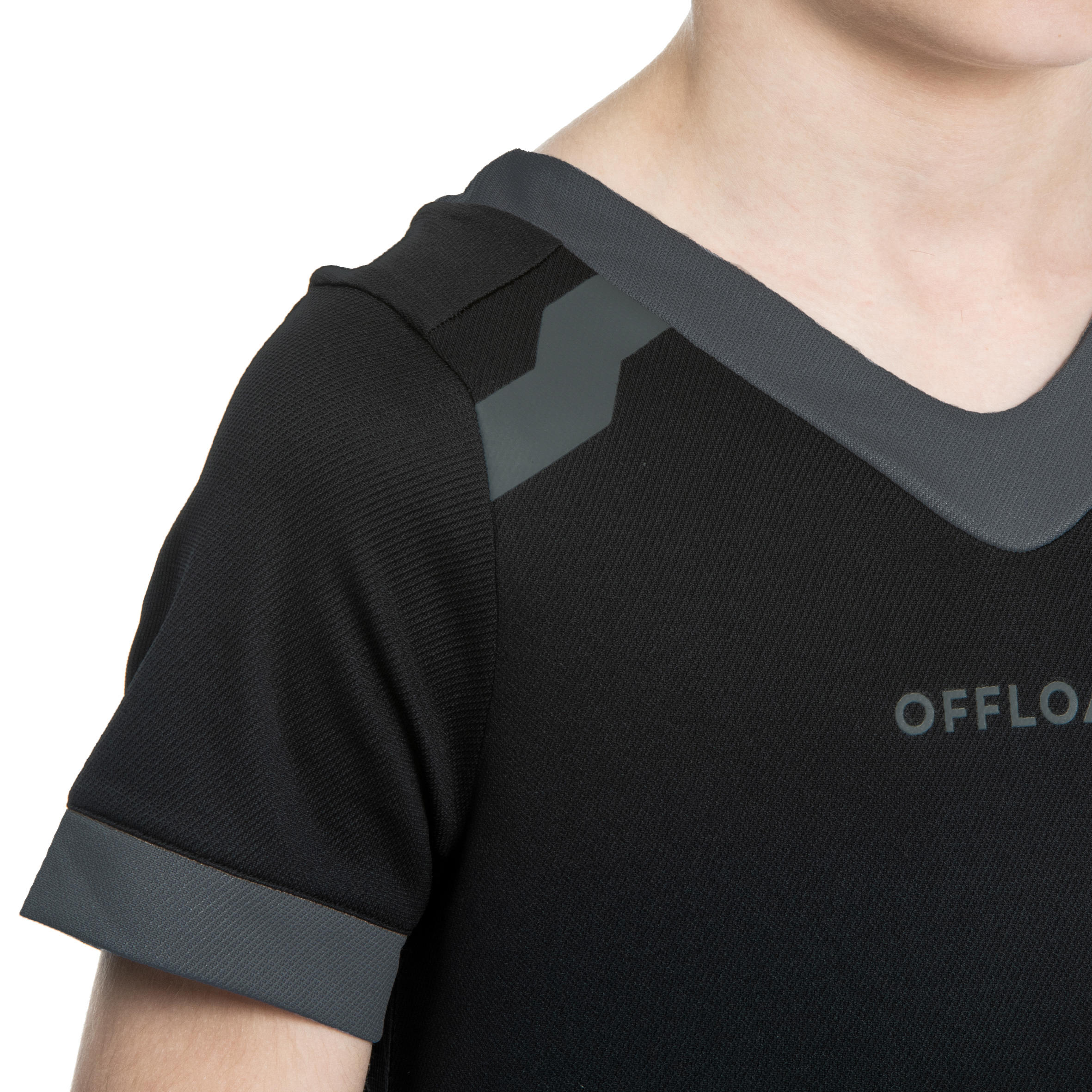 Kids' Short-Sleeved Club Rugby Shirt R100 - Black 3/7