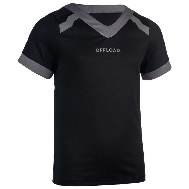 CLUB APPAREL OFFLOAD Rugby - R100 Junior Club Shirt - Black OFFLOAD - Rugby Clothing