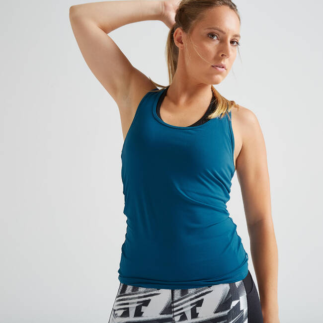 Buy Women Polyester Basic Gym Tank Tops - Blue Online