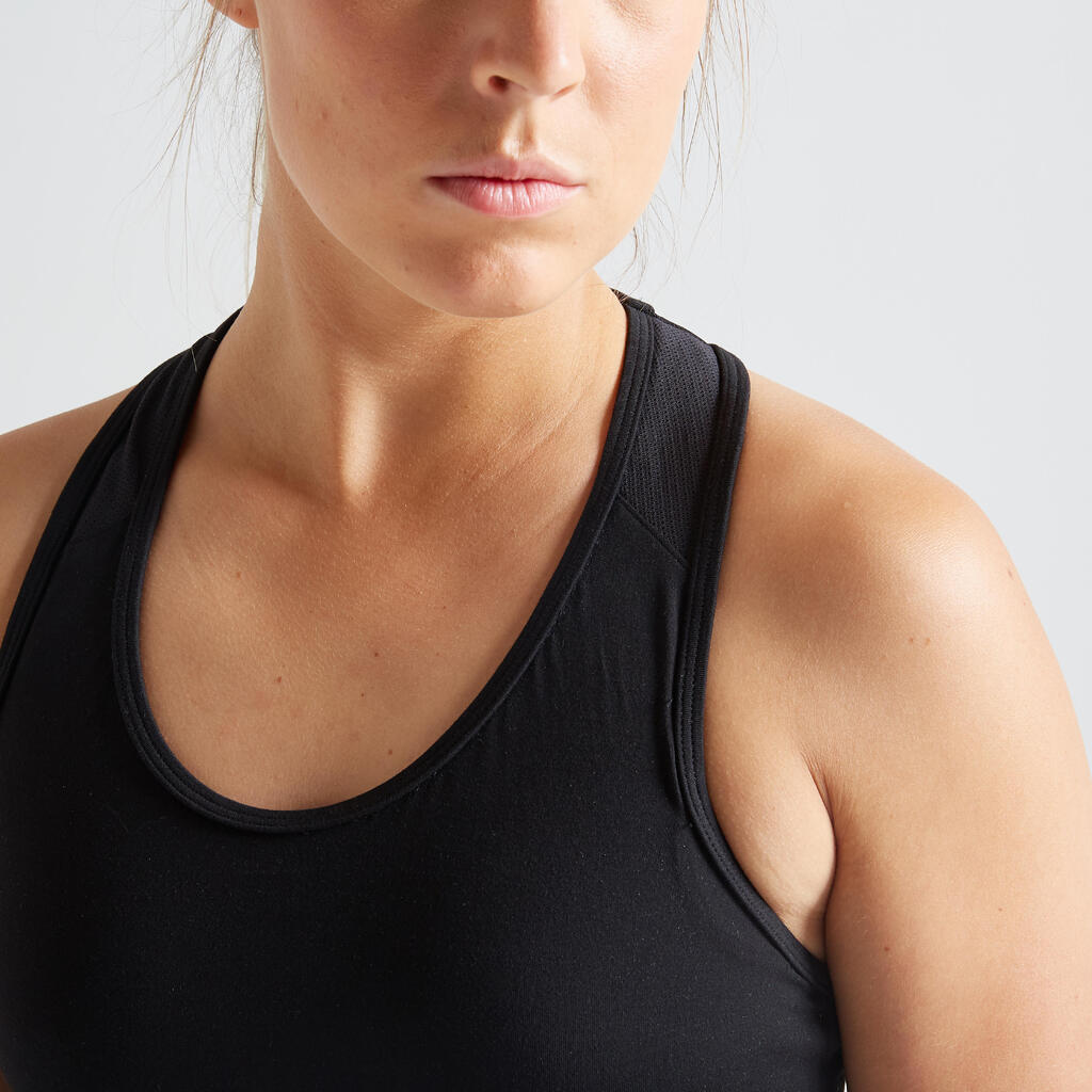 Brassière dos nageur maintien léger femme - noir