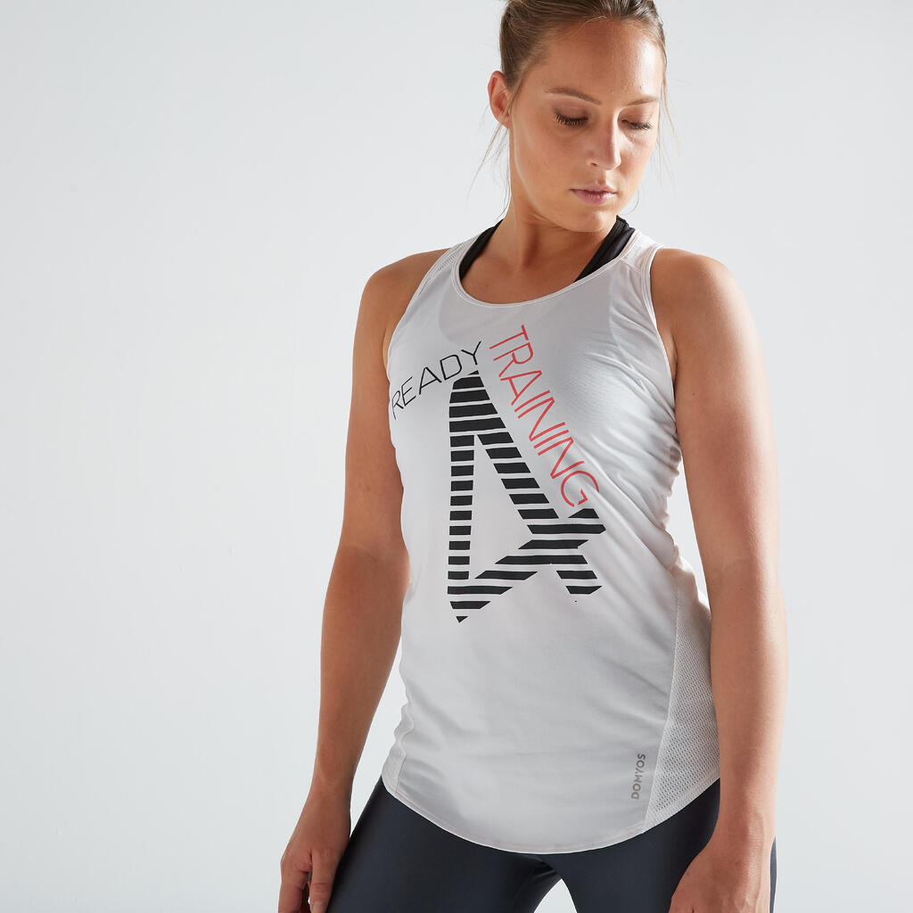 Top lang Rundhalsausschnitt Fitness Cardio Damen grün