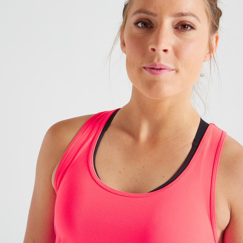 Playera sin mangas fitness cardio-training mujer azul 100