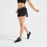 กางเกงขาสั้นผู้หญิงทรงหลวมสำหรับใส่ออกกำลังกายแบบคาร์ดิโอรุ่น 100 (สีดำ)