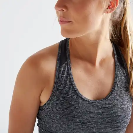 100 Women's Fitness Cardio Training Sports Bra - Mottled Grey