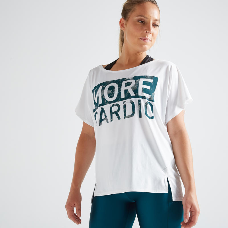 T-shirt entraînement cardio femme blanc 120 T-shirt entraînement cardio femme blanc 120