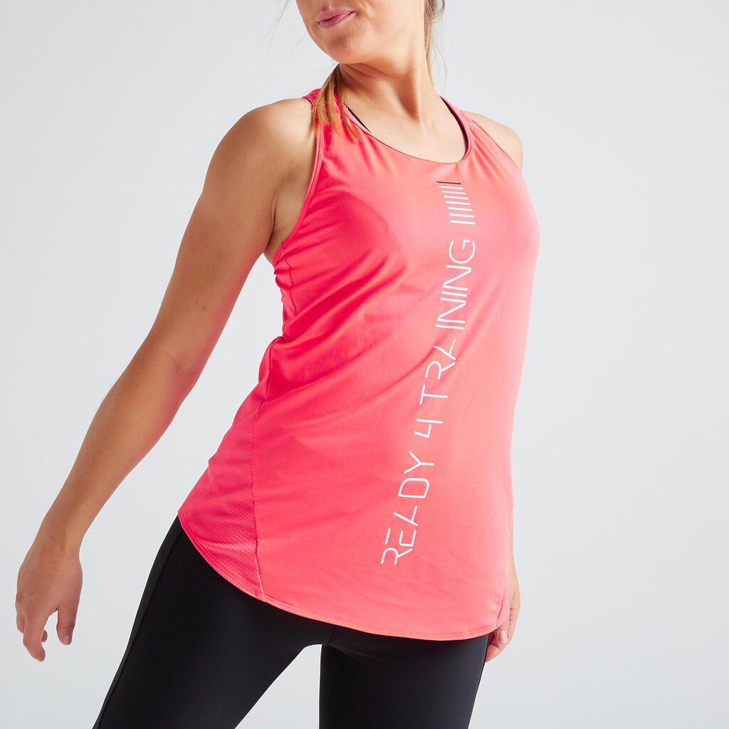 Majica bez rukava FTA 120 za fitness ženska ružičasta