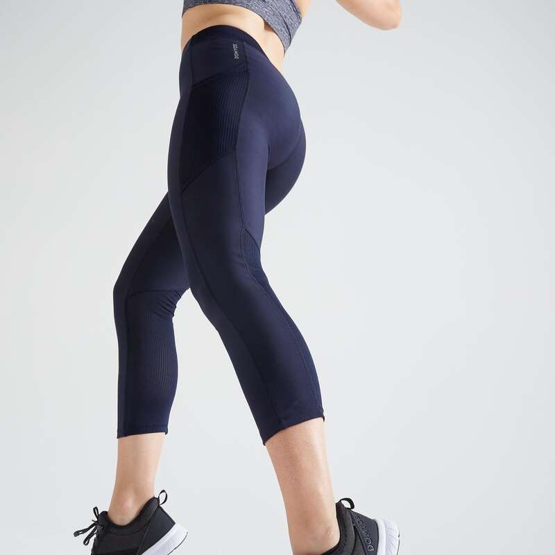 WOMAN FITNESS ENERGY APPAREL Fitness and Gym - FLE 120 7/8 Leggings - Blue DOMYOS - Gym Activewear