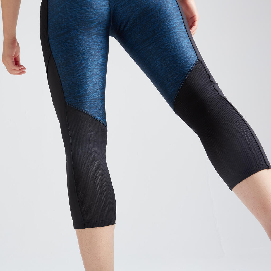 Fitness Short Leggings with Phone Pocket - Blue