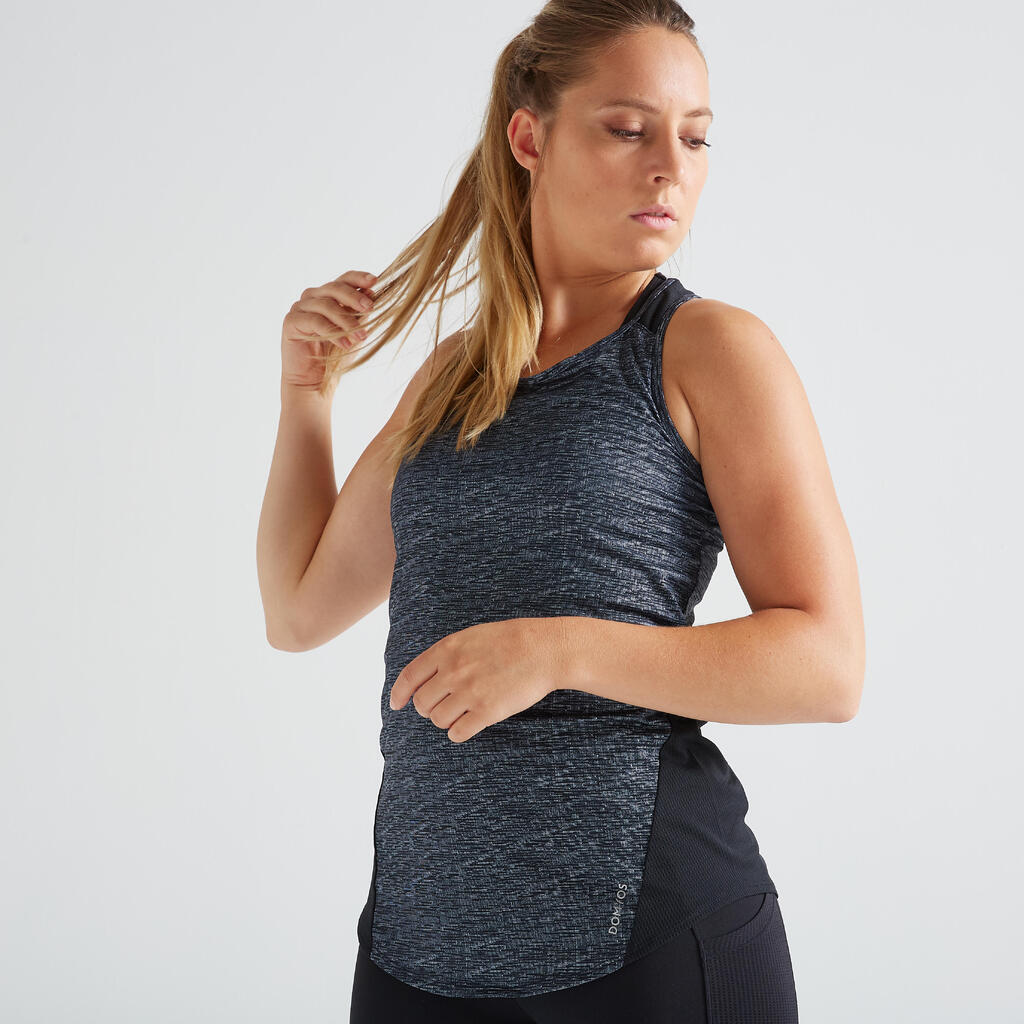 Top lang Rundhalsausschnitt Fitness Cardio Damen grün