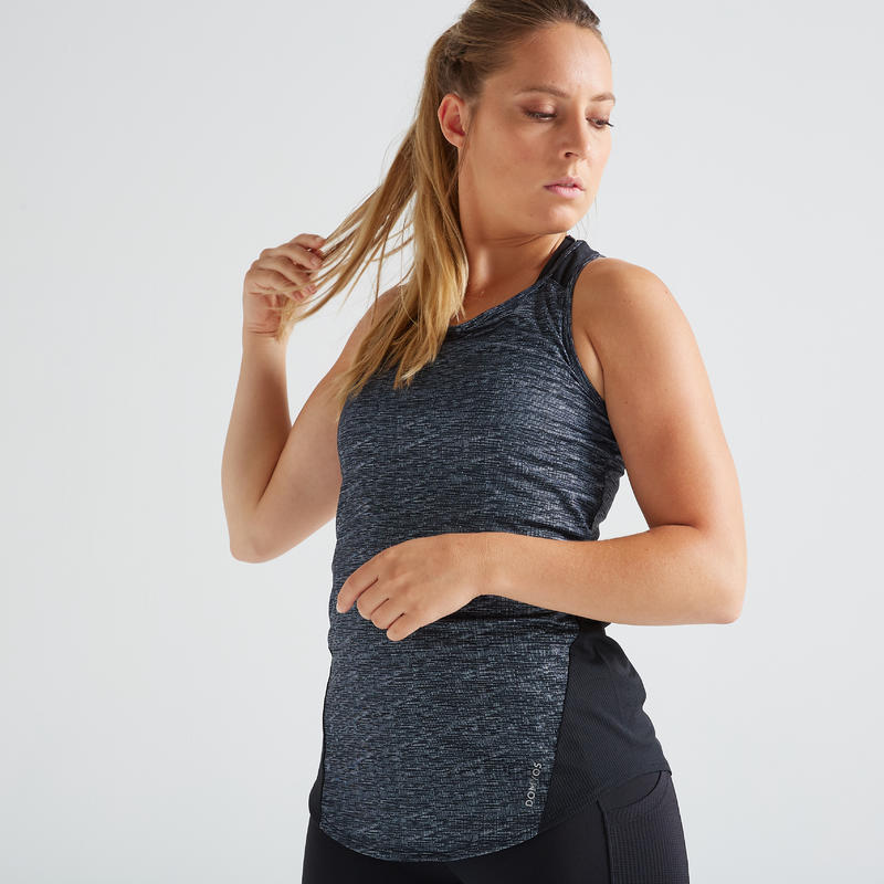 Camisole entraînement cardio femme chiné gris 120 Camisole entraînement cardio femme chiné gris 120