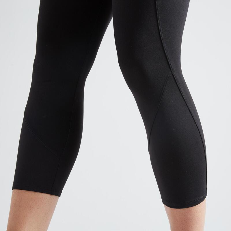 100 Women's Fitness Cardio Training 7/8 Leggings - Black