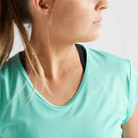 100 Women's Fitness Cardio Training T-Shirt - Turquoise Blue