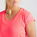 ROUPA PRINCIPIANTE CARDIO MULHER Cardio Training - T-shirt cardio mulher 100 Rosa DOMYOS - Roupa Cardio Mulher