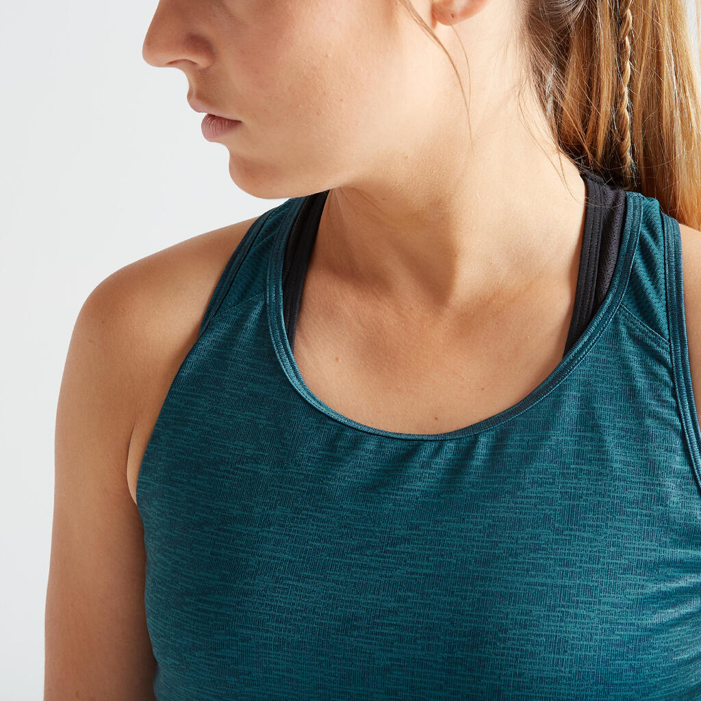Top lang Rundhalsausschnitt Fitness Cardio Damen grün