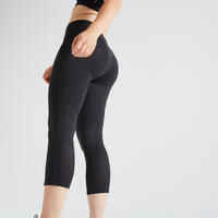 Fitness Short Leggings with Phone Pocket - Black