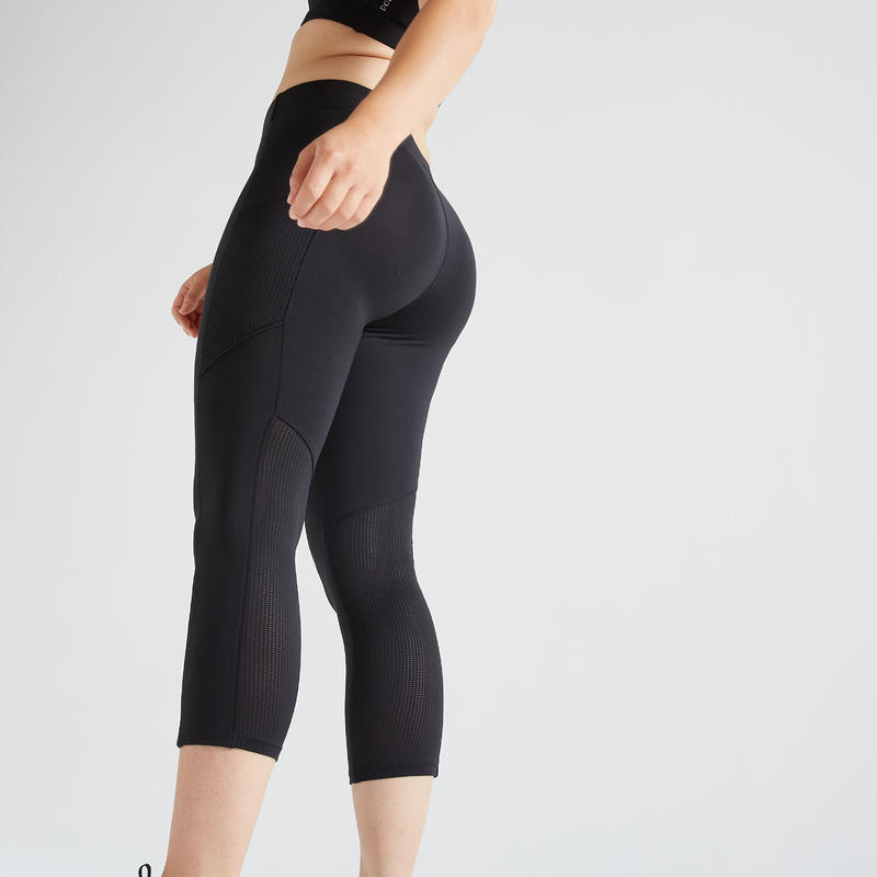 กางเกงเลกกิ้งขา 7/8 ส่วนสำหรับผู้หญิงใส่ออกกำลังกายแบบคาร์ดิโอรุ่น 120 (สีดำ)