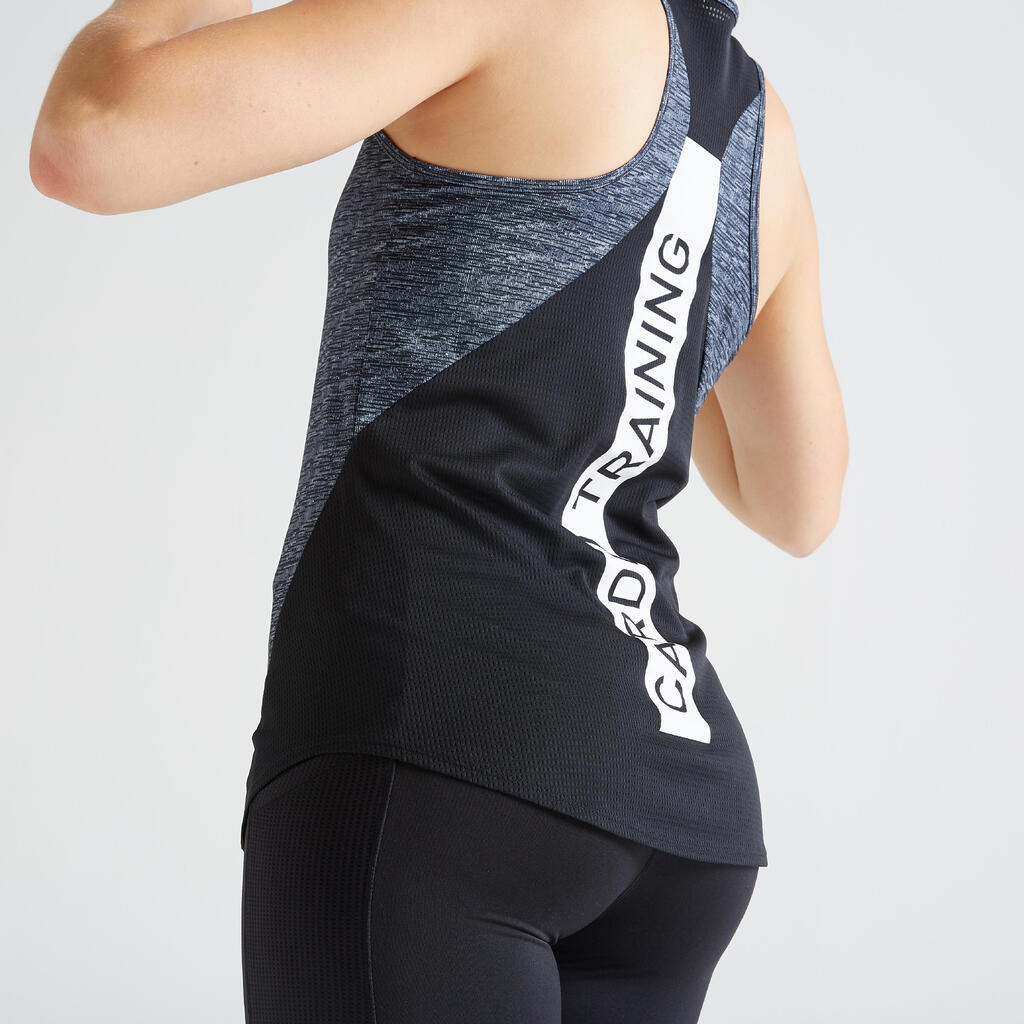 Top lang Rundhalsausschnitt Fitness Cardio Damen grün