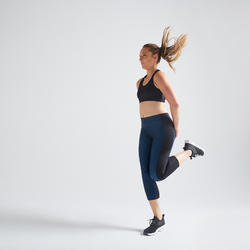 Leggings tobilleros fitness cardio-training mujer estampado azul 120