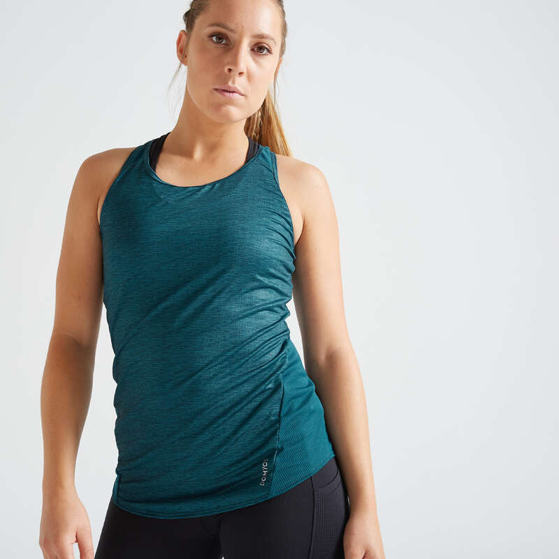 WOMAN FITNESS ENERGY APPAREL Fitness and Gym - FTA 120 Tank Top - Green DOMYOS - Fitness and Gym
