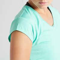 100 Women's Fitness Cardio Training T-Shirt - Turquoise Blue