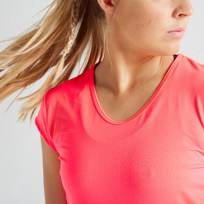 T-shirt fitness cardio training femme rose 100