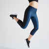 7/8-Leggings FLE 120 Fitness Cardio Damen blau mit Print