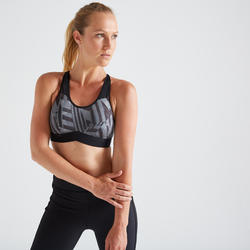 Sport-Bustier FBRA 500 Fitness Cardio Damen Print