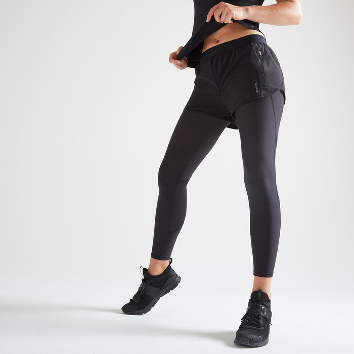 Women's Fitness Cardio Cropped Leggings - Black - Decathlon