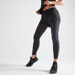 Domyos Fitness legging-short combinatie 500 voor dames, zwart