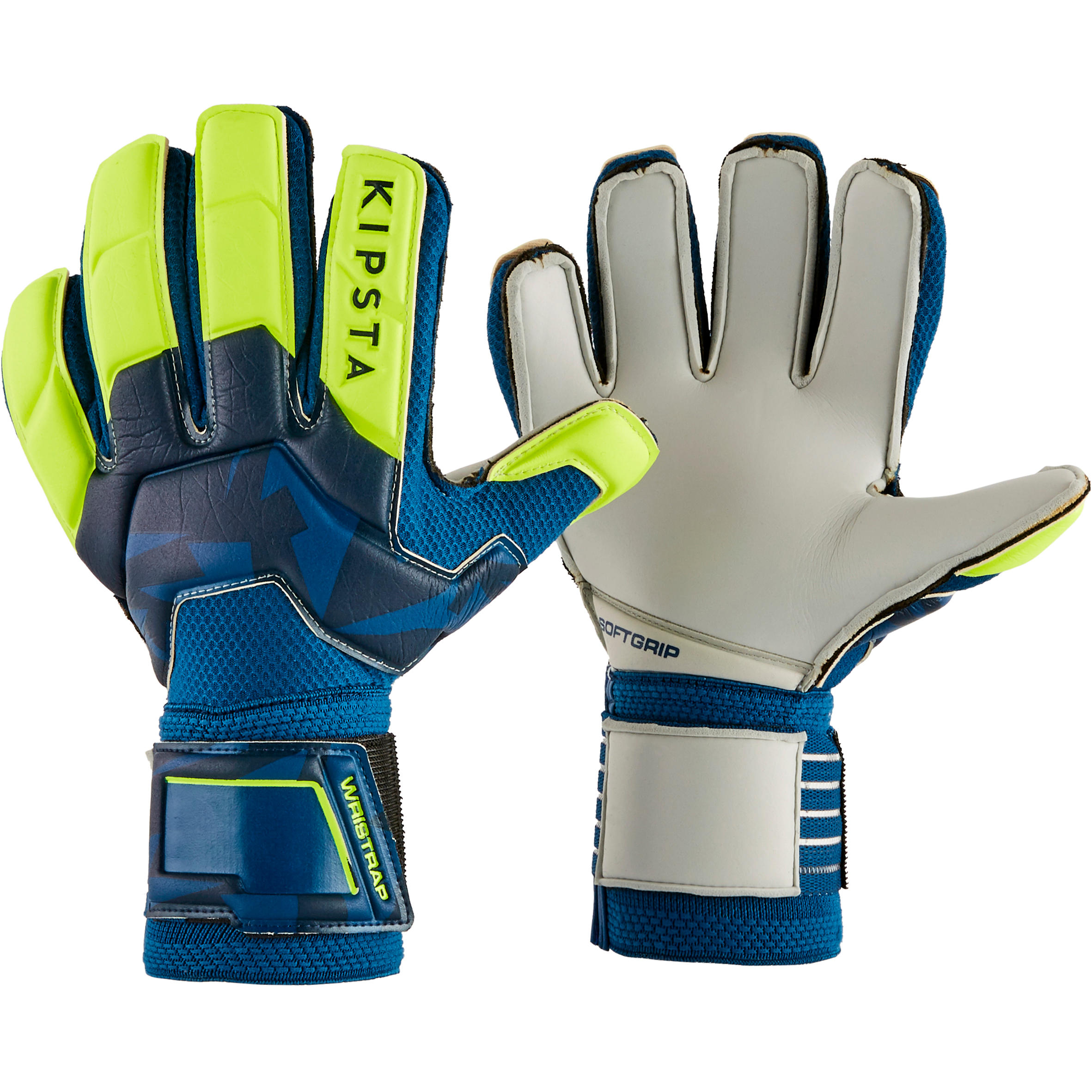 KIPSTA F500 Kids' Football Goalkeeper Gloves - Blue/Yellow