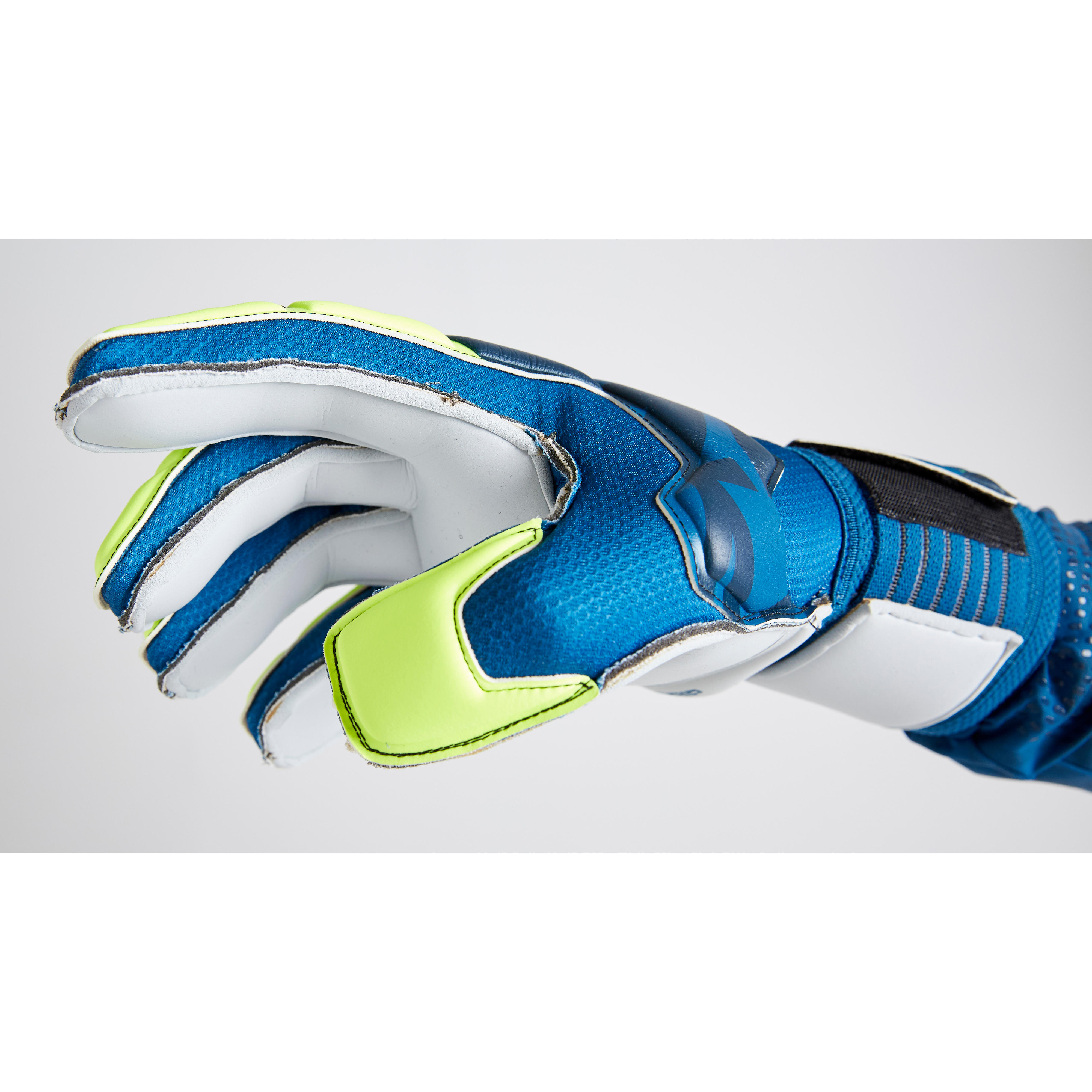 Перчатки вратарские взрослые F500 желто-синие KIPSTA