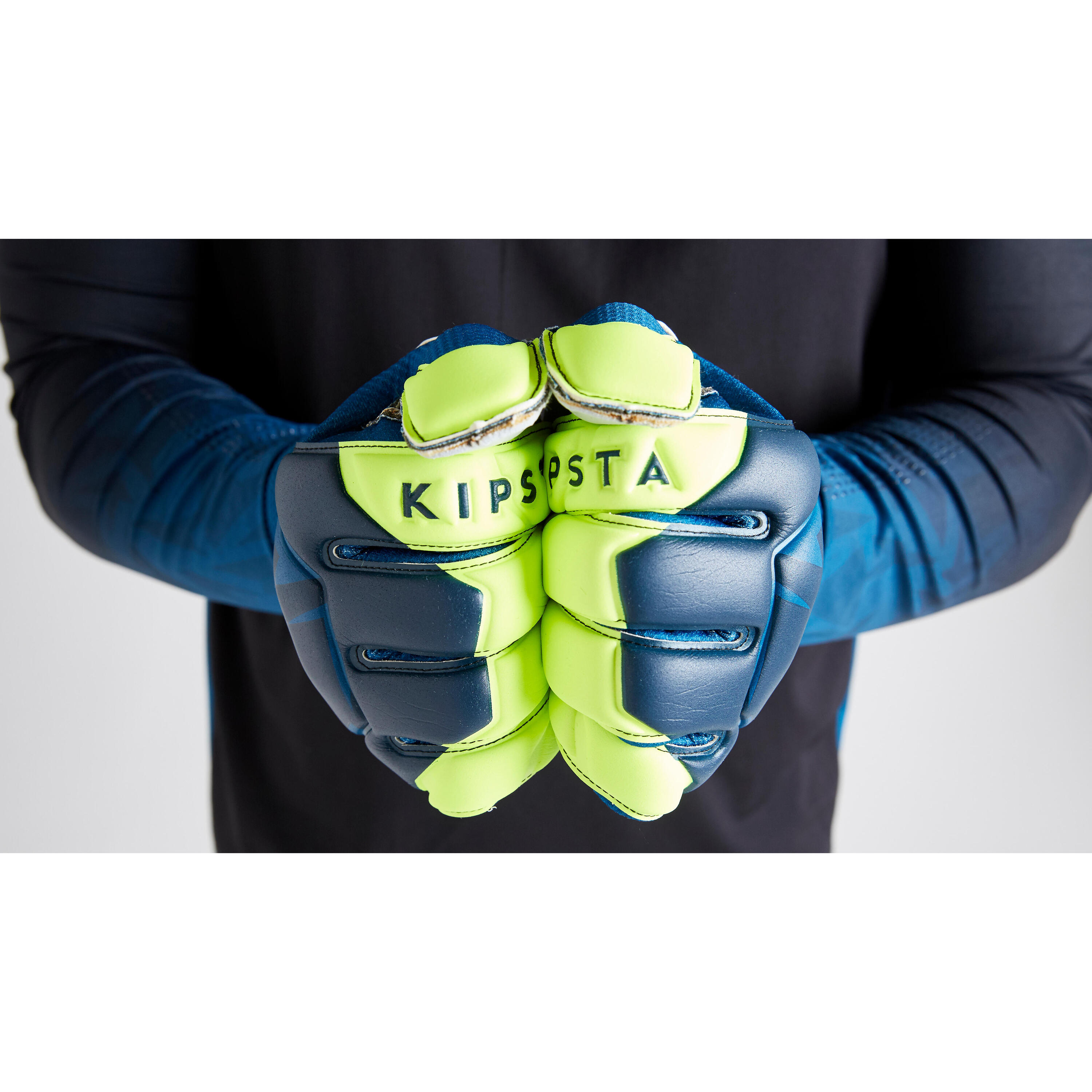 Adult Football Goalkeeper Gloves F500 - Blue/Yellow 2/15