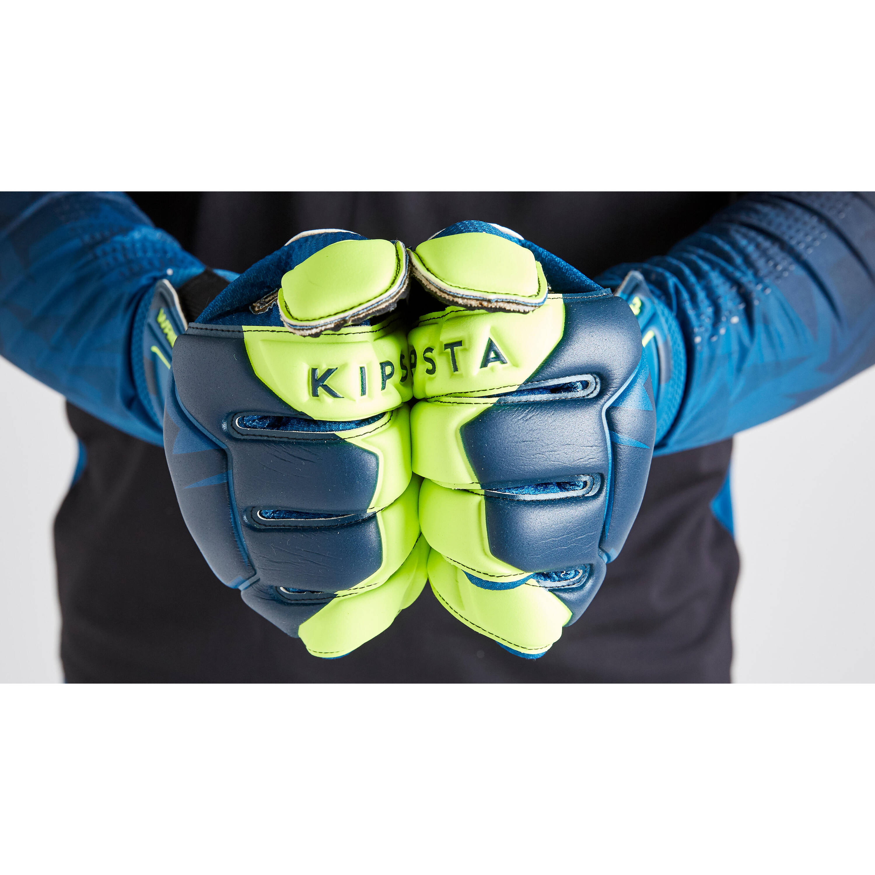 Adult Football Goalkeeper Gloves F500 Resist - Blue/Yellow -  4