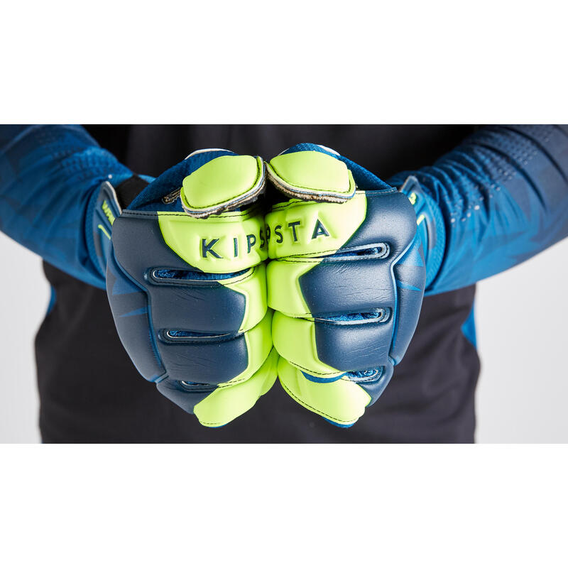 Dětské fotbalové brankářské rukavice F500 Resist modro-žluté