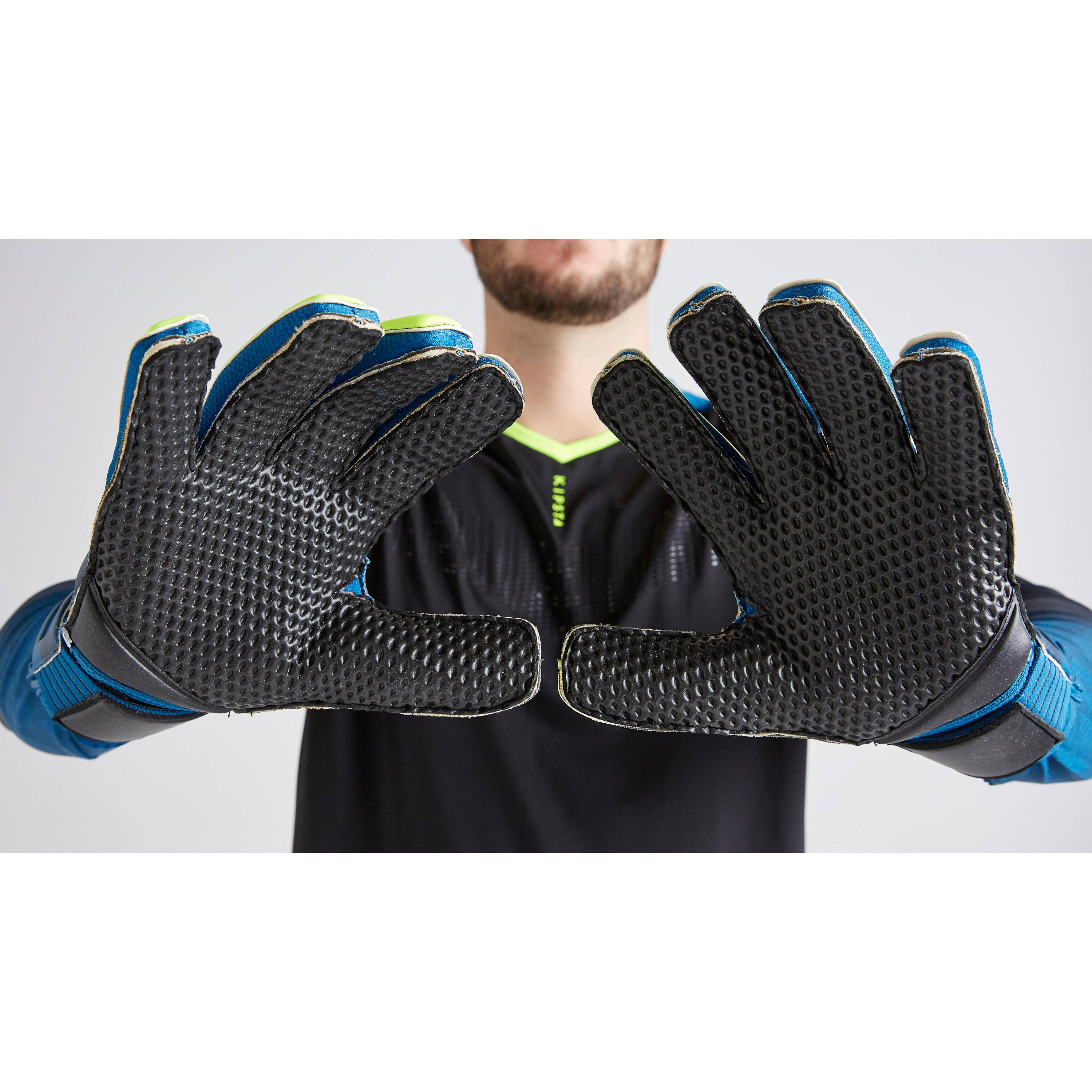 Adult Football Goalkeeper Gloves F500 Resist - Blue/Yellow -  5
