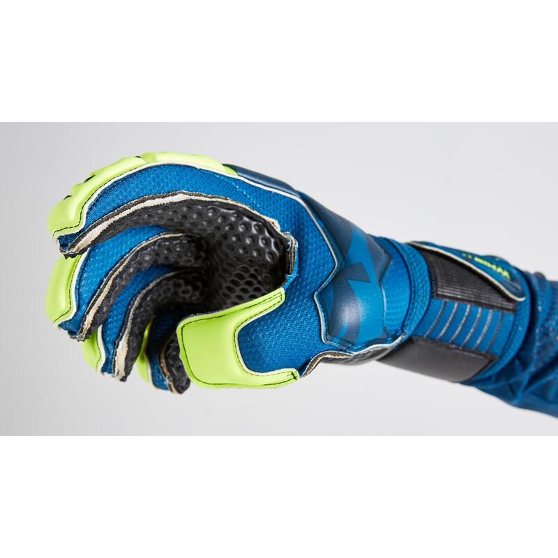 Gant de gardien de football adulte F500 RESIST SHIELDER bleu jaune